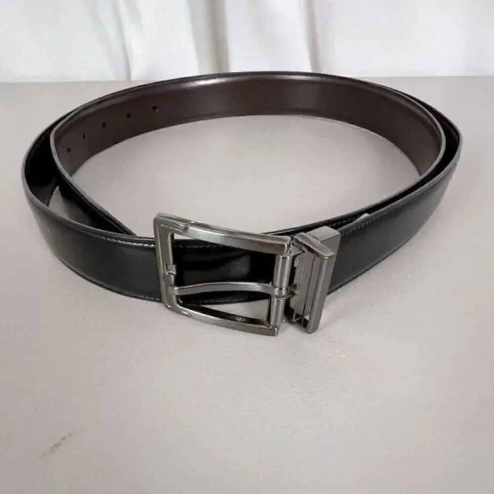 PERRY ELLIS MENS LEATHER BELT BLACK SIZE 50